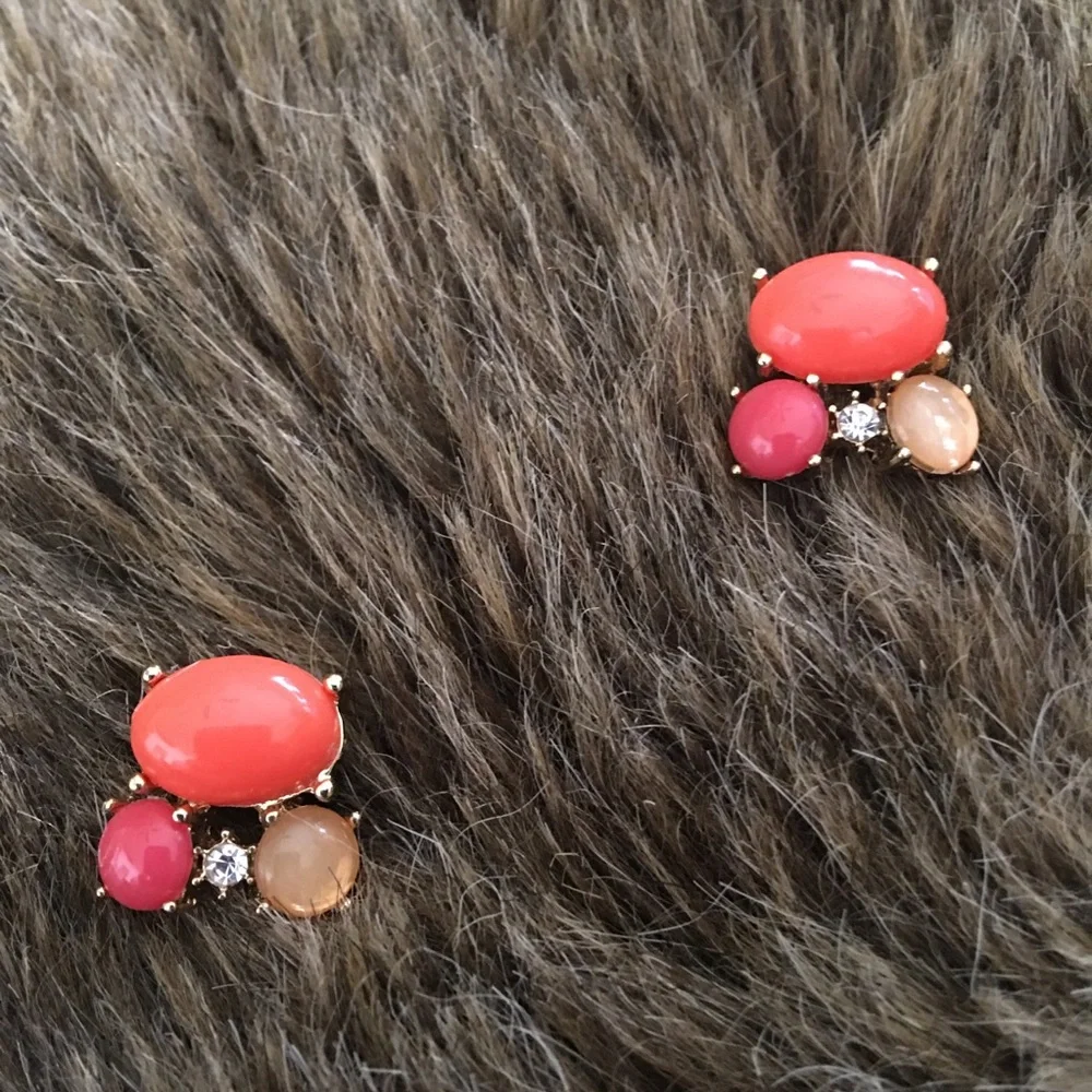 Vintage repurpose cabochon glass pierced earrings
